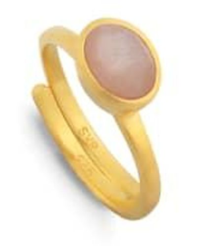 SVP Jewellery Peach Moonstone Atomic Mini Adjustable Ring / - Metallic