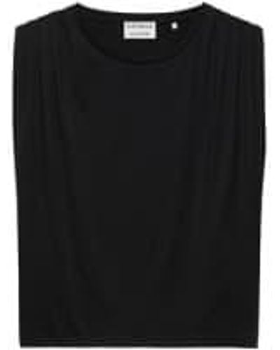 Catwalk Junkie Pleated Shoulder Singlet T Shirt - Nero