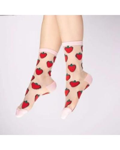 Coucou Suzette Socks Strawberries Unique Size - Pink