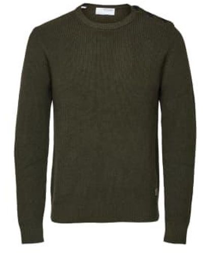 SELECTED Khaki Green Sweater For Men