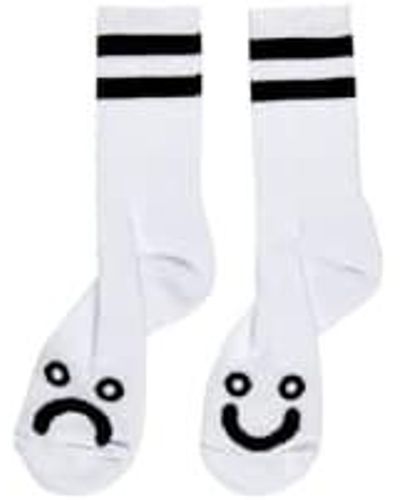 POLAR SKATE Happy Sad Socks - White