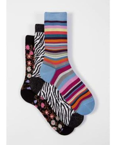 Paul Smith Multi Patterned Sock Pack Os - Blue