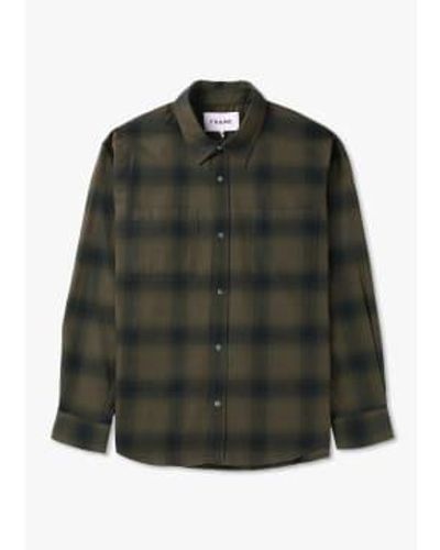 FRAME Mens Plaid Flannel Shirt In Plaid - Verde