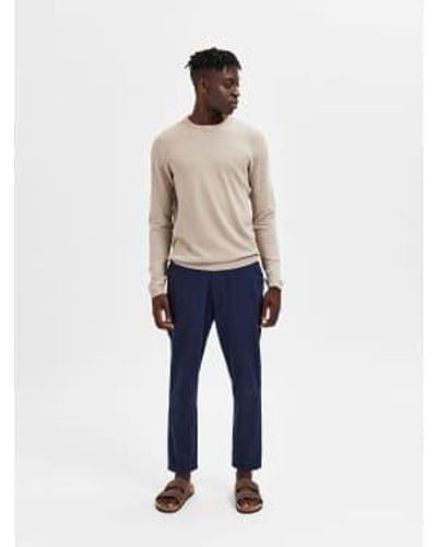 SELECTED Man Navy Linen Trousers M - Blue