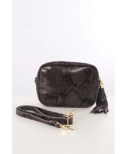 Miss Shorthair LTD Dark Italian Leather Animal Printed Camera Bag One Size / - Black