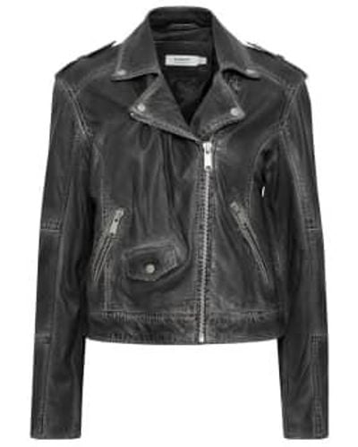 B.Young Bydenno Leather Biker Jacket Uk 16 - Black