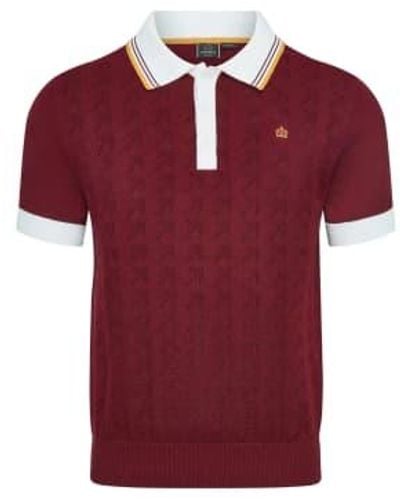 Merc London Newton Knitted Polo Burgundy - Rosso