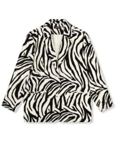Refined Department | Bodi Woven Zebra Blazer /black S