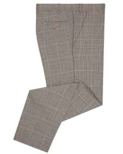 Remus Uomo Matteo Prince Of Wales Suit Trousers 32 - Grey