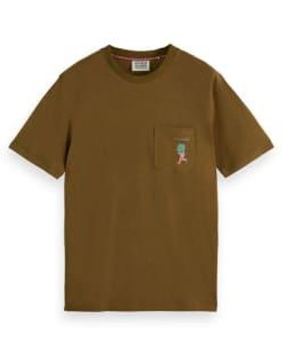 Scotch & Soda Khaki Brust Pocket T -Shirt - Grün