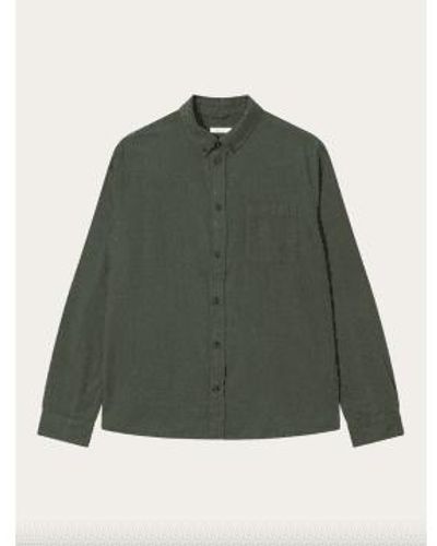 Knowledge Cotton Regular Fit Melangé Flannel Shirt Rest Night M - Green