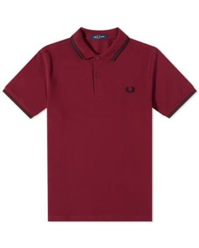Fred Perry Slim fit twin tipped polo tawny port & - Rojo