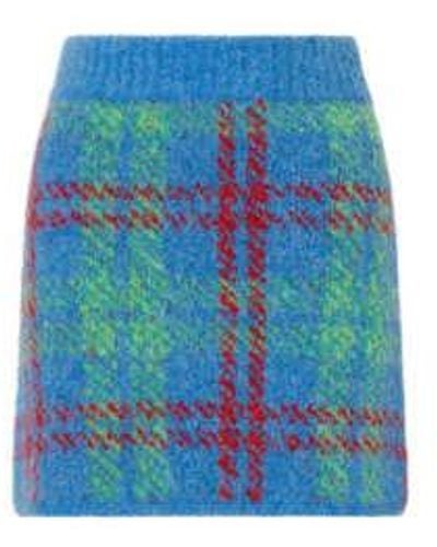 Kitri Susan Check Boucle Knit Mini Skirt Xs - Blue