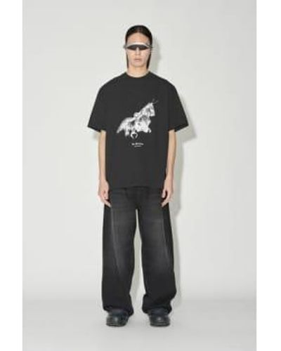 Han Kjobenhavn T-shirt carré à licorne noir - Multicolore