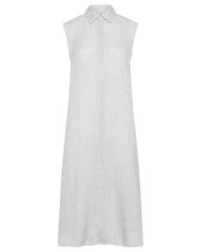 Cashmere Fashion 0039italy Linen Dress Lina Sleeveless Xs / Blau - White
