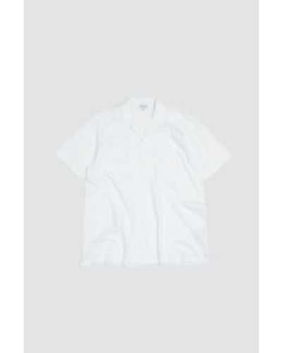 Sunspel Ss Riviera Camp Collar Shirt Xl - White