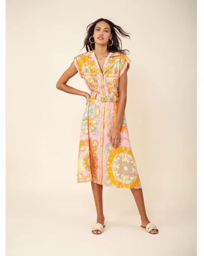 Hale Bob Pink Daisie Midi Dress - Multicolor