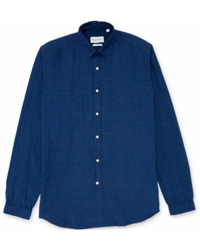 Oliver Spencer Camisa Clerkenwell Tab Shirt Indigo Rinse - Azul
