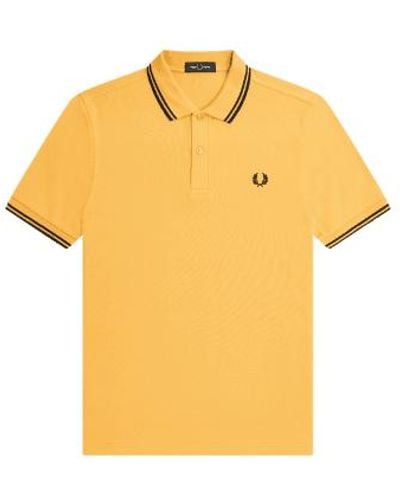 Fred Perry Slim Fit Twin Tipped Polo Golden Hour - Giallo