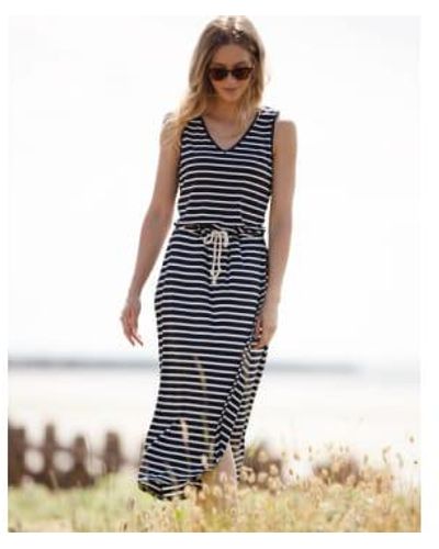 The Aloft Shop Stacey Navy Stripe Jersey Dress L - Blue