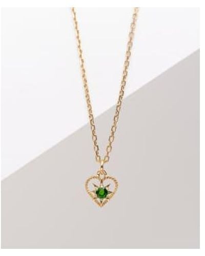 Zoe & Morgan Kind Heart Chrome Diopside Necklace Plated Sterling Silver - White