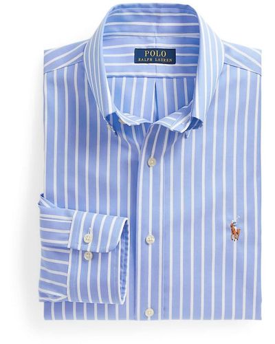Ralph Lauren Blue Stripes Long Sleeve Oxford Dress Shirt
