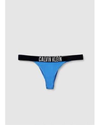 Calvin Klein Womens Logo Tape Brasilian Bikini Bottoms In Dynamic - Blu