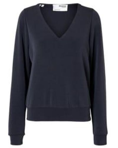 SELECTED Tenny V-neck Sweat Top Xs - Blue