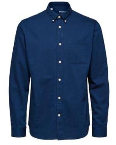 SELECTED Camisa jeans azul oscuro