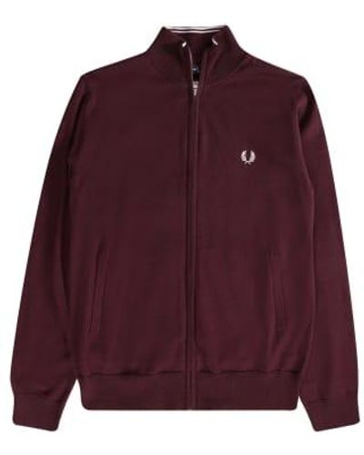 Fred Perry Authentische klassische Strickjacke mit Reißverschluss Burgund - Lila