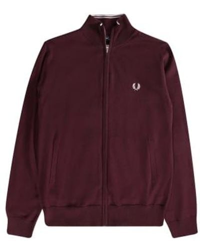 Fred Perry Authentic Classic Zip Through Cardigan Burgundy L - Purple