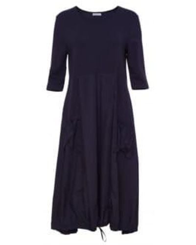Naya Cotton Dress With Contrast Top Panelpockets In - Blu
