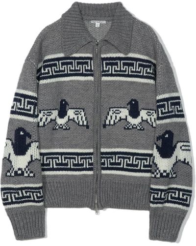 PARTIMENTO Knit Cowichan Cardigan Small - Grey