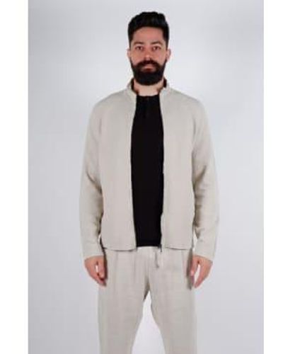 Transit Beige Zip Up Textured Sweatshirt Medium - Grey
