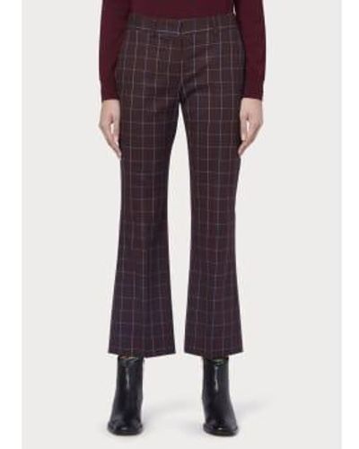 Paul Smith Burgundy Check Cropped Trousers Uk10 - Purple