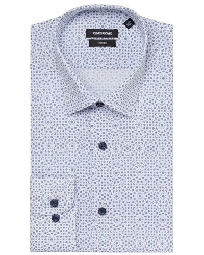 Remus Uomo Frank Long Sleeve Shirt - Blue