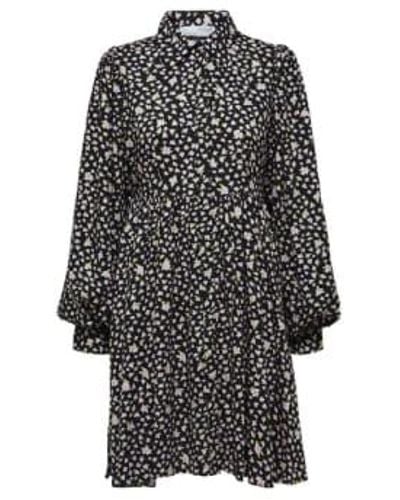 SELECTED Judith Short Floral Shirt Dress 42 - Black