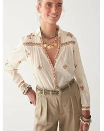 MAISON HOTEL Rombo Embroidered Shirt Ivory S - Brown