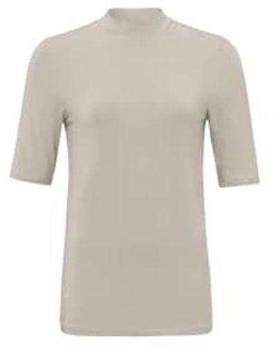 Yaya T-shirt With High Neck And Short Sleeves - Gray