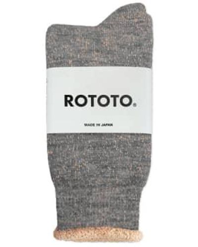RoToTo Double Face Merino Socks Grey / Brown Small