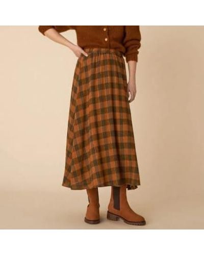 Des Petits Hauts Gingembre Checked Virvolte Skirt - Marrone