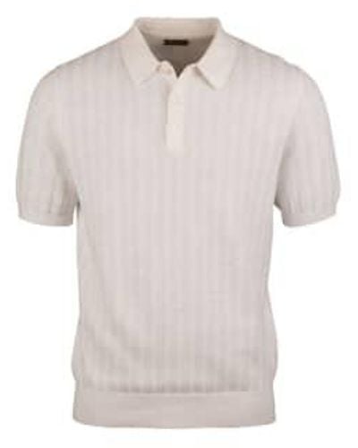 Stenströms Textured Linencotton Polo Shirt In Off 4202482541050 - Bianco