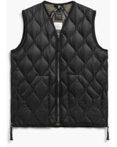 Taion Unisex Soft Shell Military Zip V-neck Down Vest S - Black