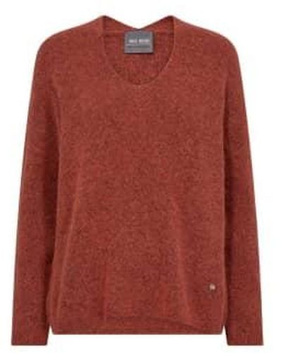 Mos Mosh Burnt Ochre Thora V Neck Knitted Sweater - Red