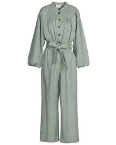 FRNCH Wide Leg Belted Jumpsuit S - Green