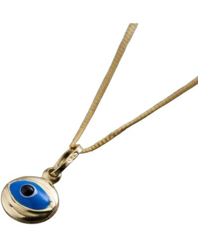 Posh Totty Designs Gold Mini Evil Eye Necklace - Blu