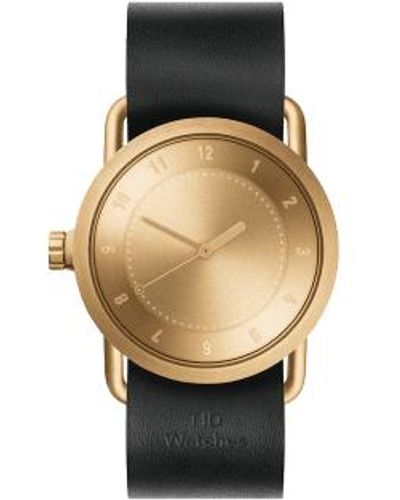 TID No.1 reloj pulsera cuero dorado y cuero negro 36 mm
