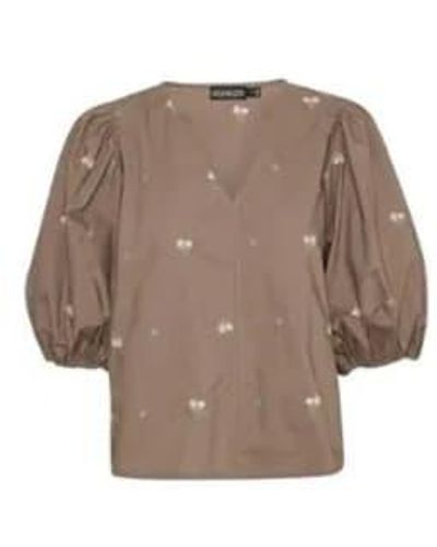 Soaked In Luxury Lentil Lenora 3/4 Blouse Small / - Brown