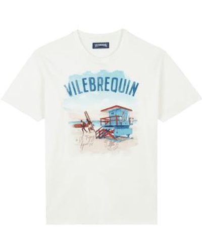 Vilebrequin Camiseta algodón estampado salvavidas blancas malibu - Blanco