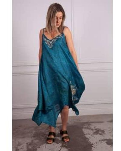 Lisa Taylor Virgina Strappy Dress In Pastels - Blu